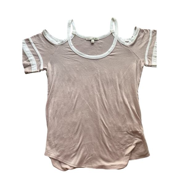 Express Women's Short Sleeve Plush Pink Over The Shoulders T Shirt SM/MD - Picture 1 of 5